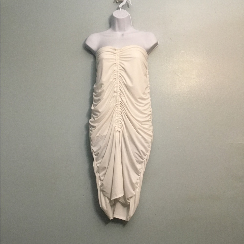 INC International Concepts White Strapless Ruched Dress - Picture 14 of 15